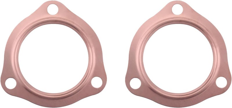 LPFIDI 2PCs 2.5" Copper Header Exhaust Collector Gaskets 2-1/2" Copper Exhaust Header Pipe Collector Flange Gaskets for SBC BBC 302 350 454 - Image 1